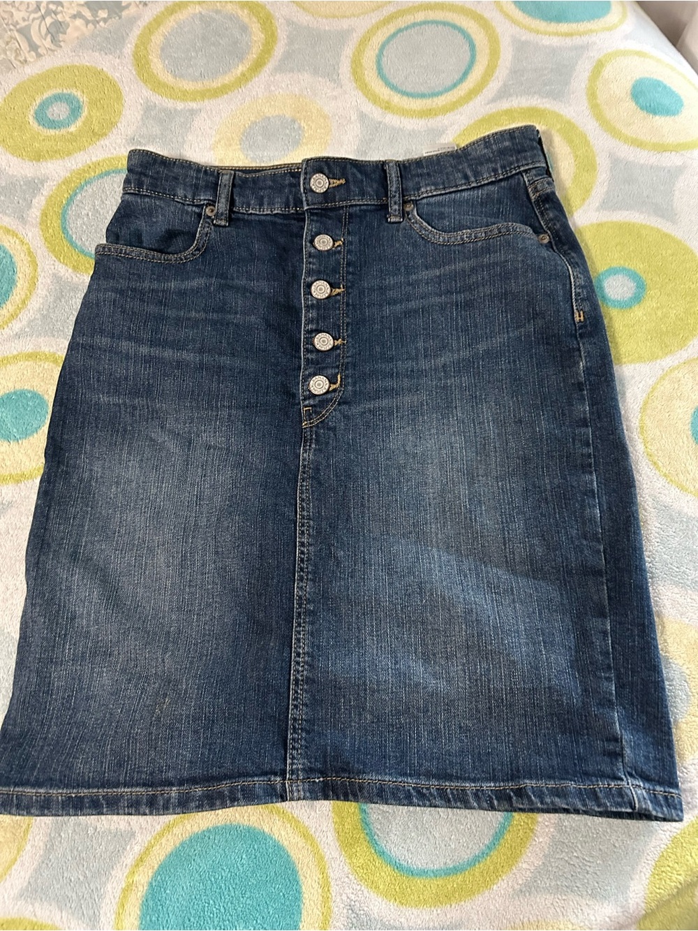 Banana Republic Size 4 Dark Blue Denim Button-Front Pencil Skirt